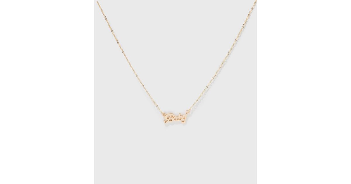Gold Baby Pendant Necklace New Look