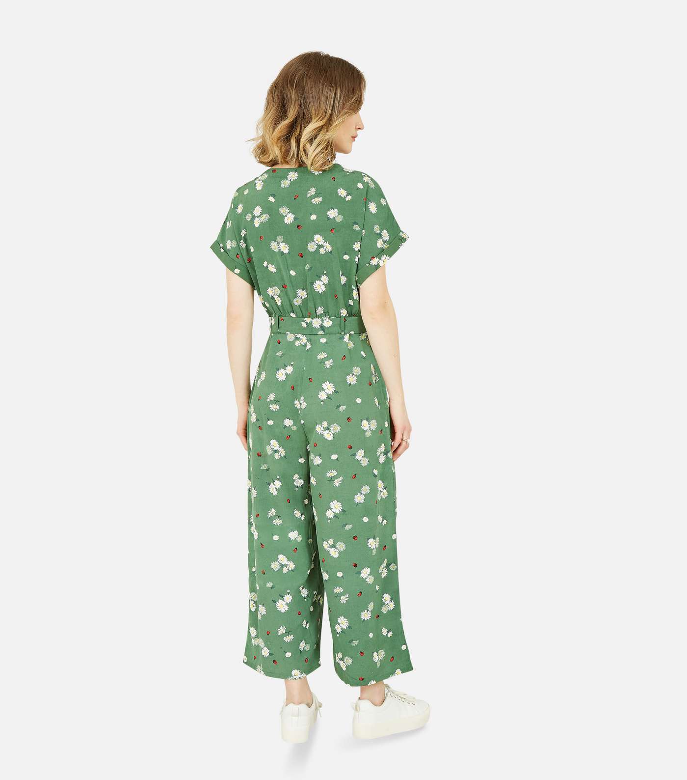 Yumi Green Daisy Belted Wide Leg Crop Jumpsuit Image 3
