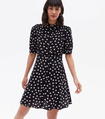 Click to view product details and reviews for Black Heart Short Sleeve Mini Shirt Dress New Look.