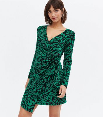 emerald green leopard print dress