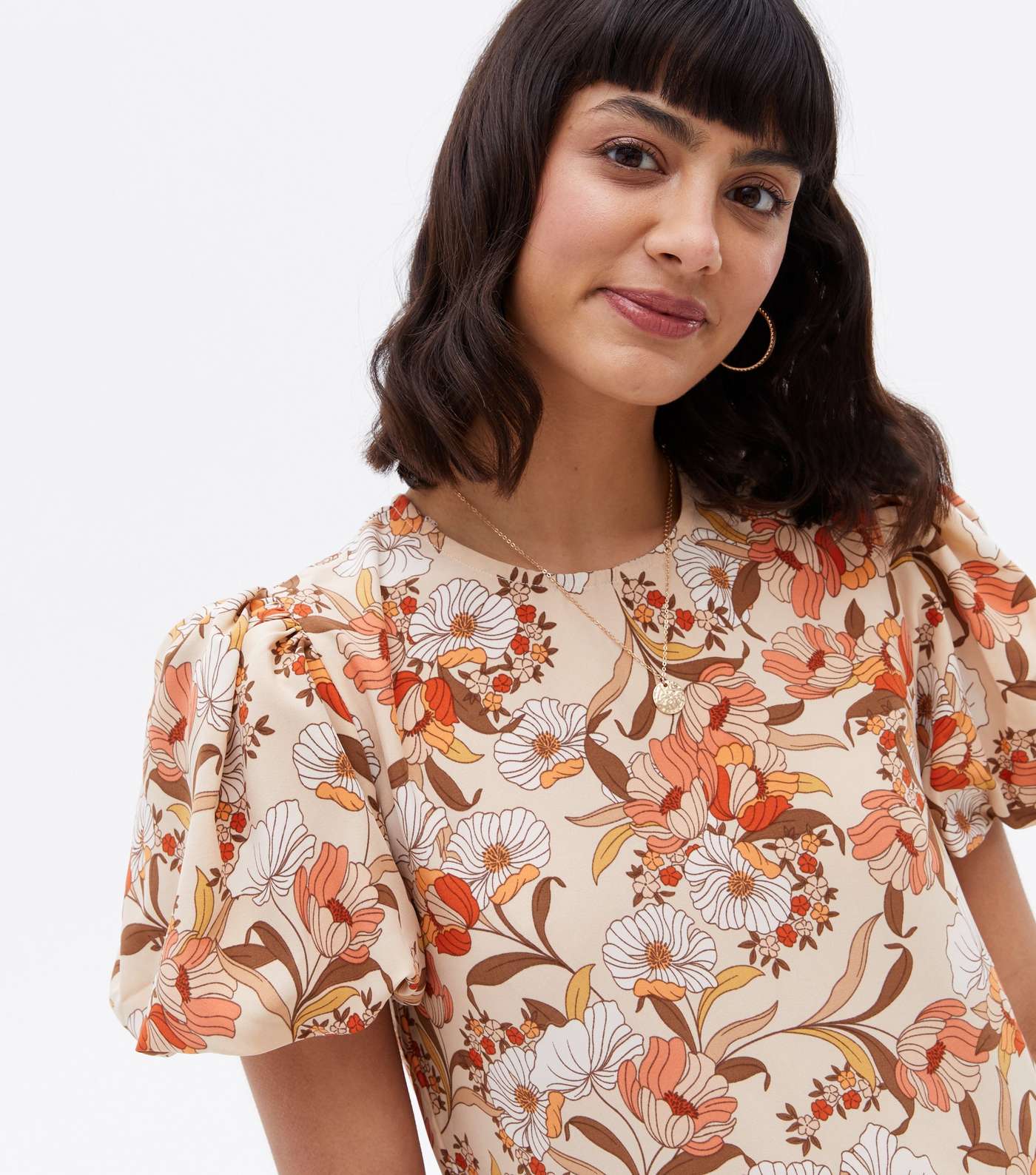 Urban Bliss Brown Floral Tiered Midi Smock Dress Image 3