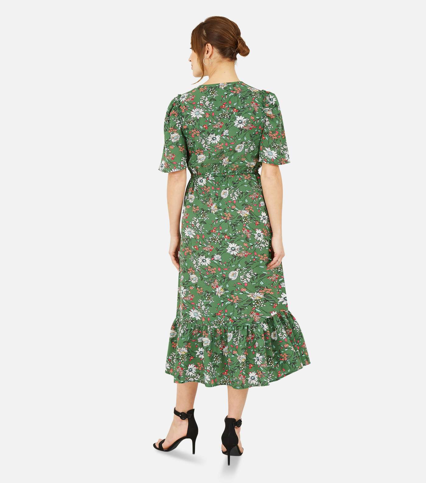 Yumi Green Floral Tiered Midi Dress Image 3
