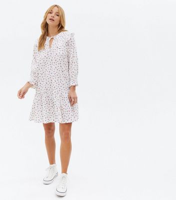 Tiered trapeze mini on sale dress in broderie