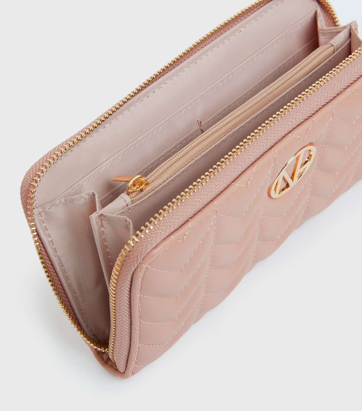 Pale Pink Quilted Embellished Zip Purse Image 3