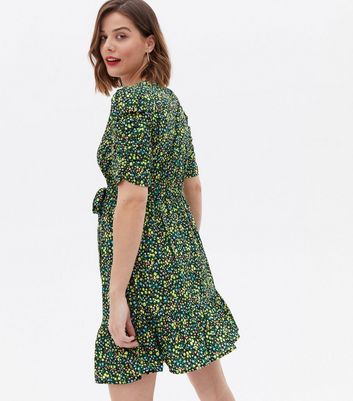 ditsy floral mini wrap dress