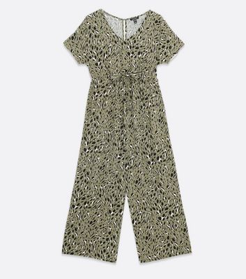 Green leopard fashion print jumpsuit new look