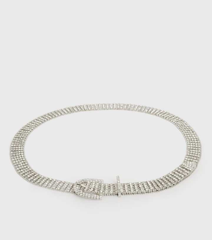 Silver Diamanté Chain Belt