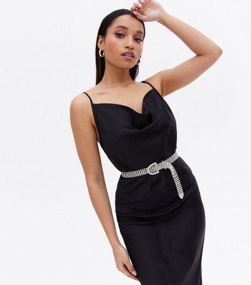 black dress silver belt