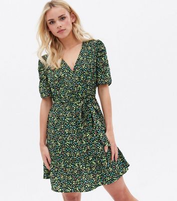 ditsy floral mini wrap dress