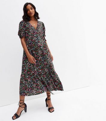 Exclusive wrap maxi dress in floral print ASOS Damen Kleidung Kleider Freizeitkleider 