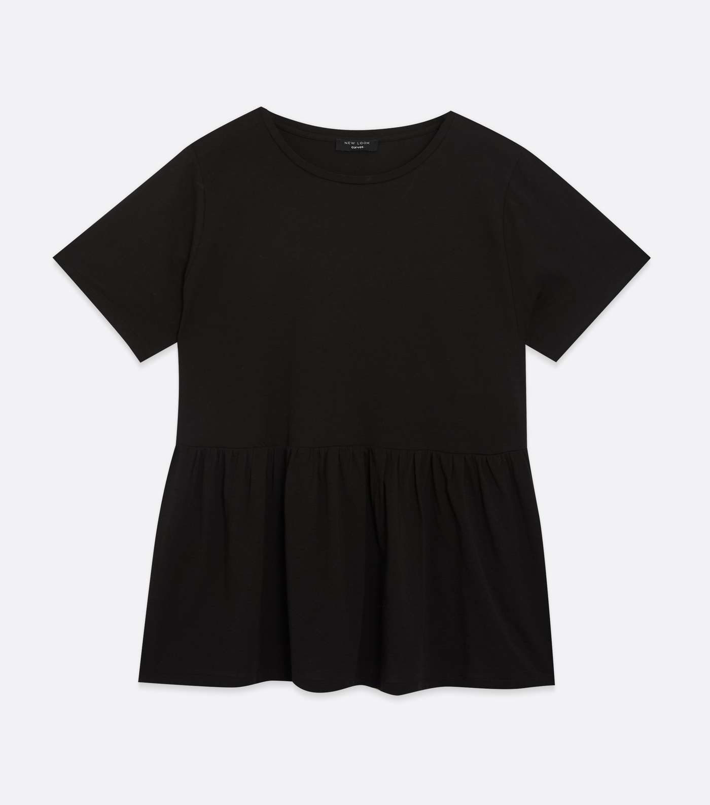 Curves Black Short Sleeve Peplum T-Shirt Image 5