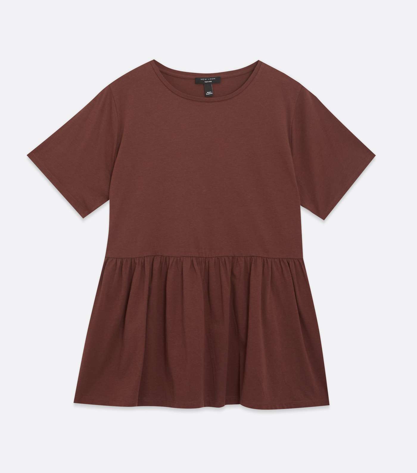 Curves Dark Brown Short Sleeve Peplum T-Shirt Image 5