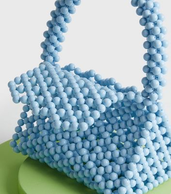 shop for Sweet as Candy Blue Beaded Mini Tote Bag New Look at Shopo