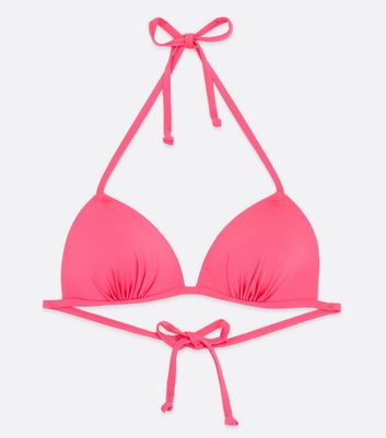 Click to view product details and reviews for Bright Pink Triangle Bikini Top New Look.