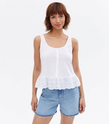 Click to view product details and reviews for White Broderie Peplum Vest New Look.