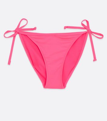 Click to view product details and reviews for Bright Pink Tie Side Bikini Bottoms New Look.