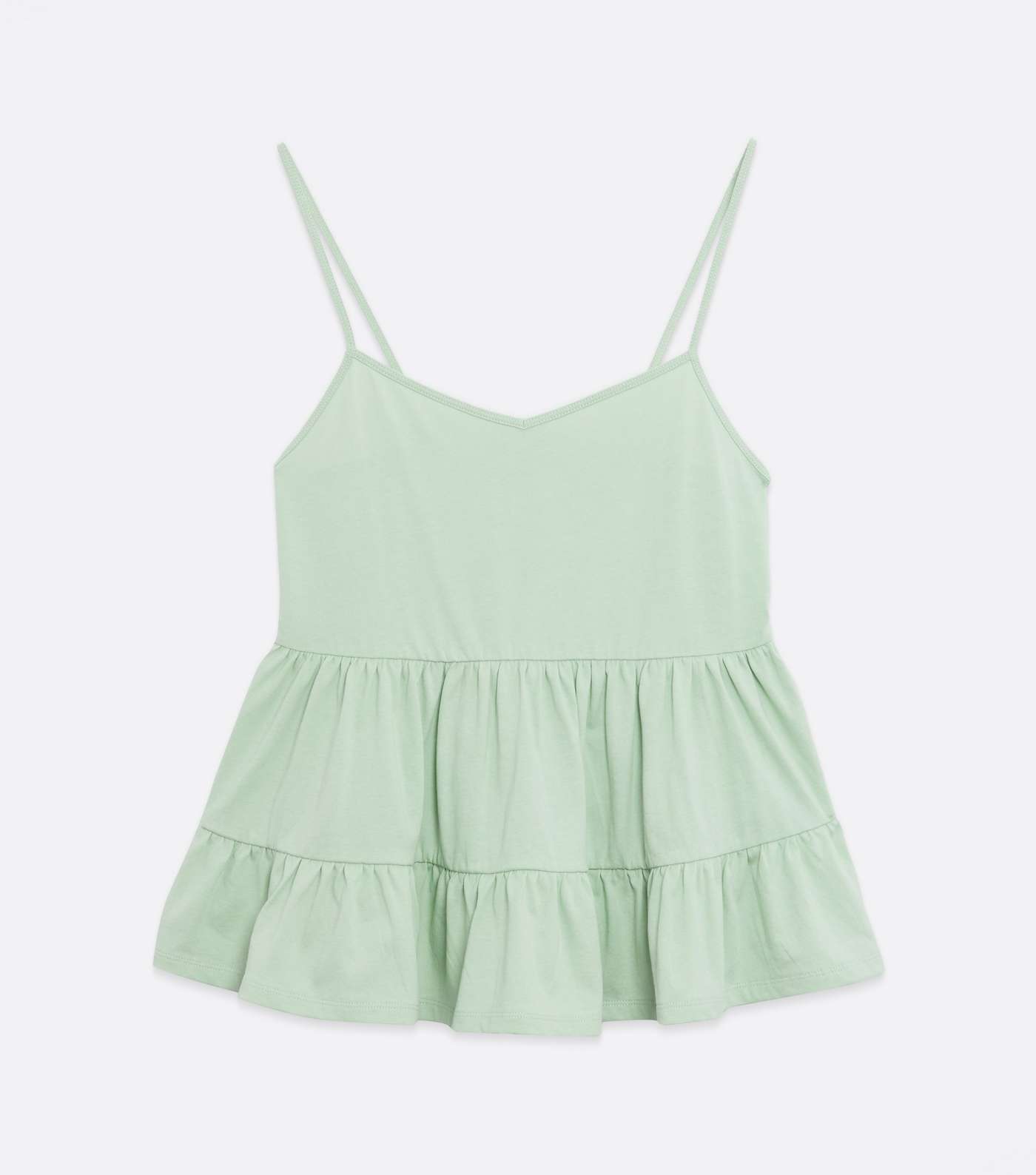 Light Green Strappy Double Peplum Cami Image 5