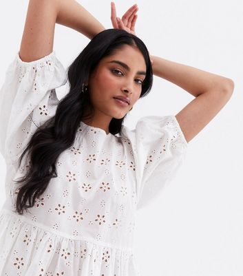 White broderie cheap peplum top