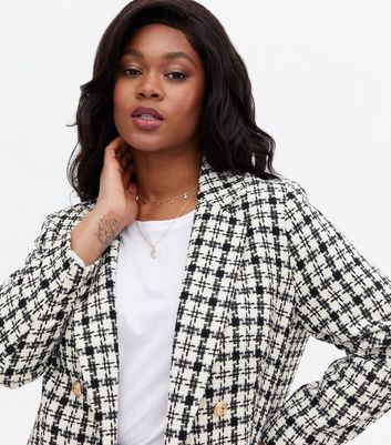 Check double breasted sales blazer womens