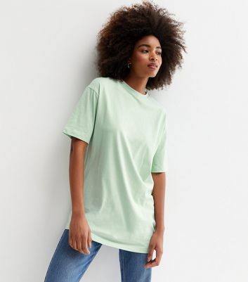 Light Green Oversized Crew Neck T-Shirt 