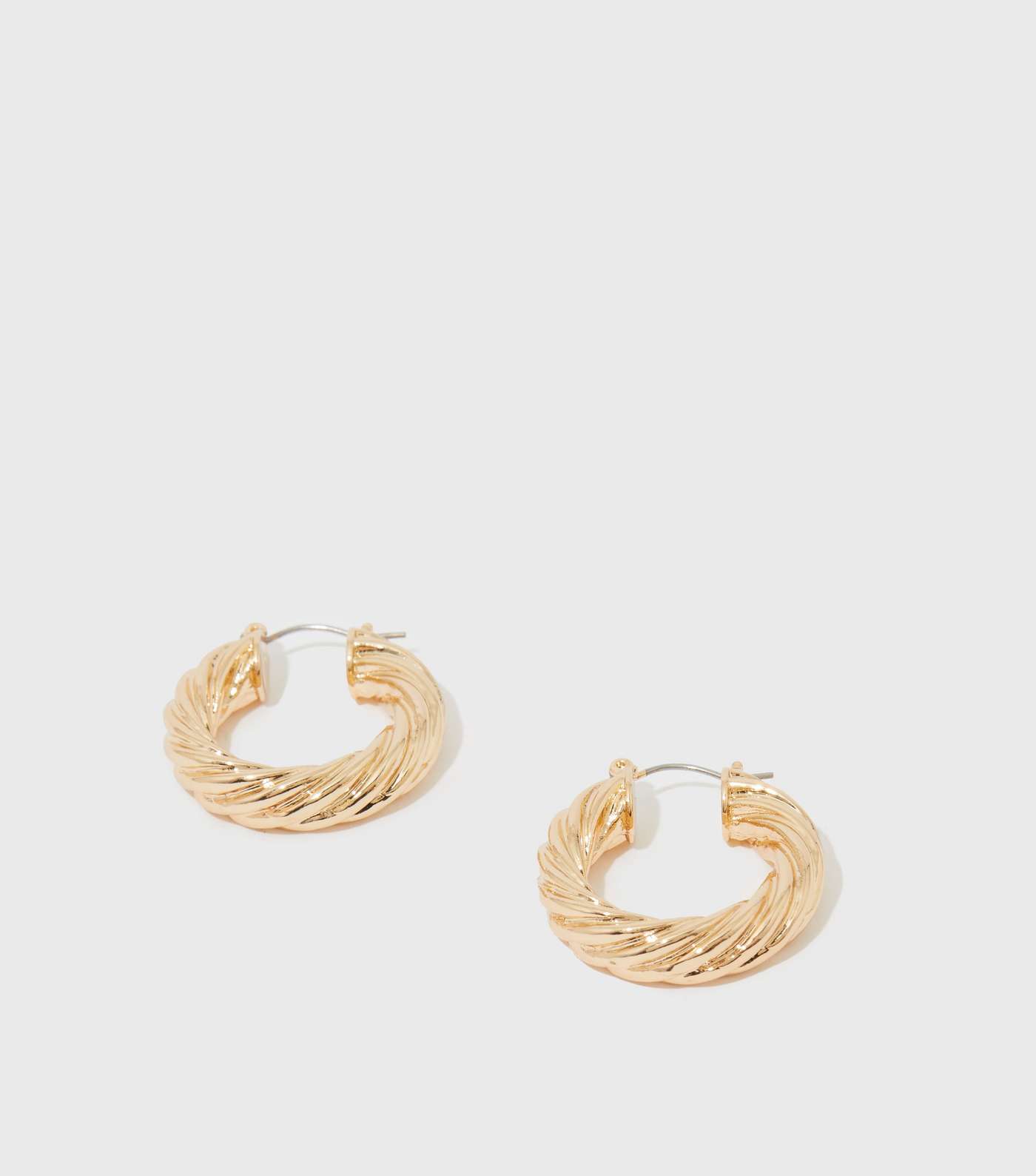 Little Mistress Gold Ribbed Dome Hoop Earrings Image 2