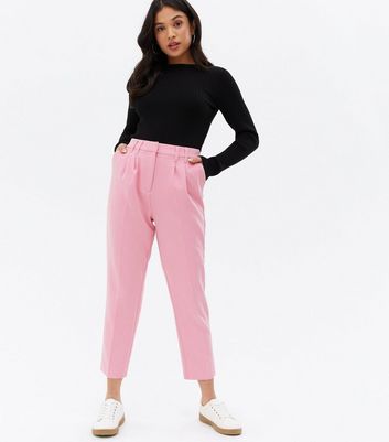 Pink High Tie Waist Trousers  New Look