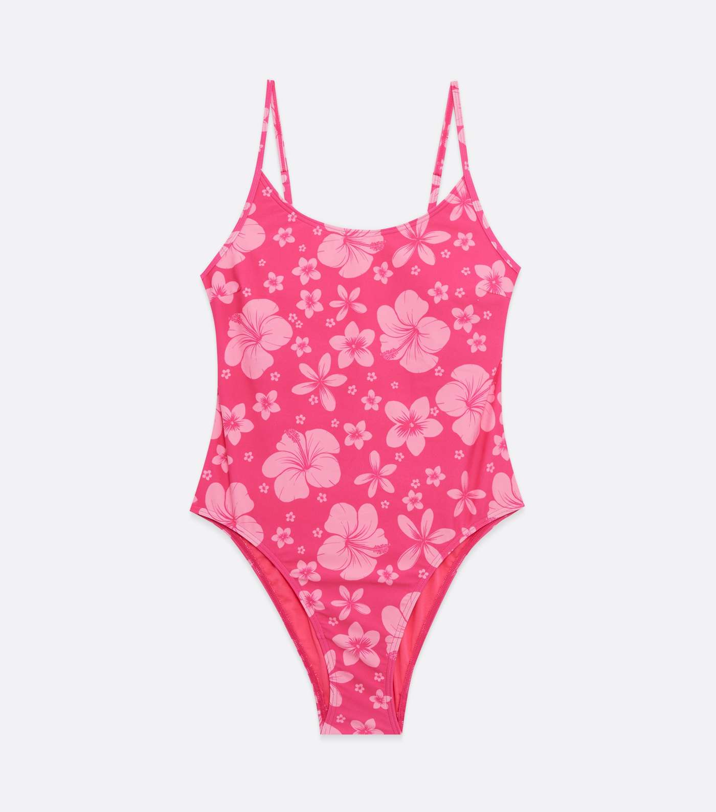 Pink Tropical Floral Low Back Swimsuit Image 5