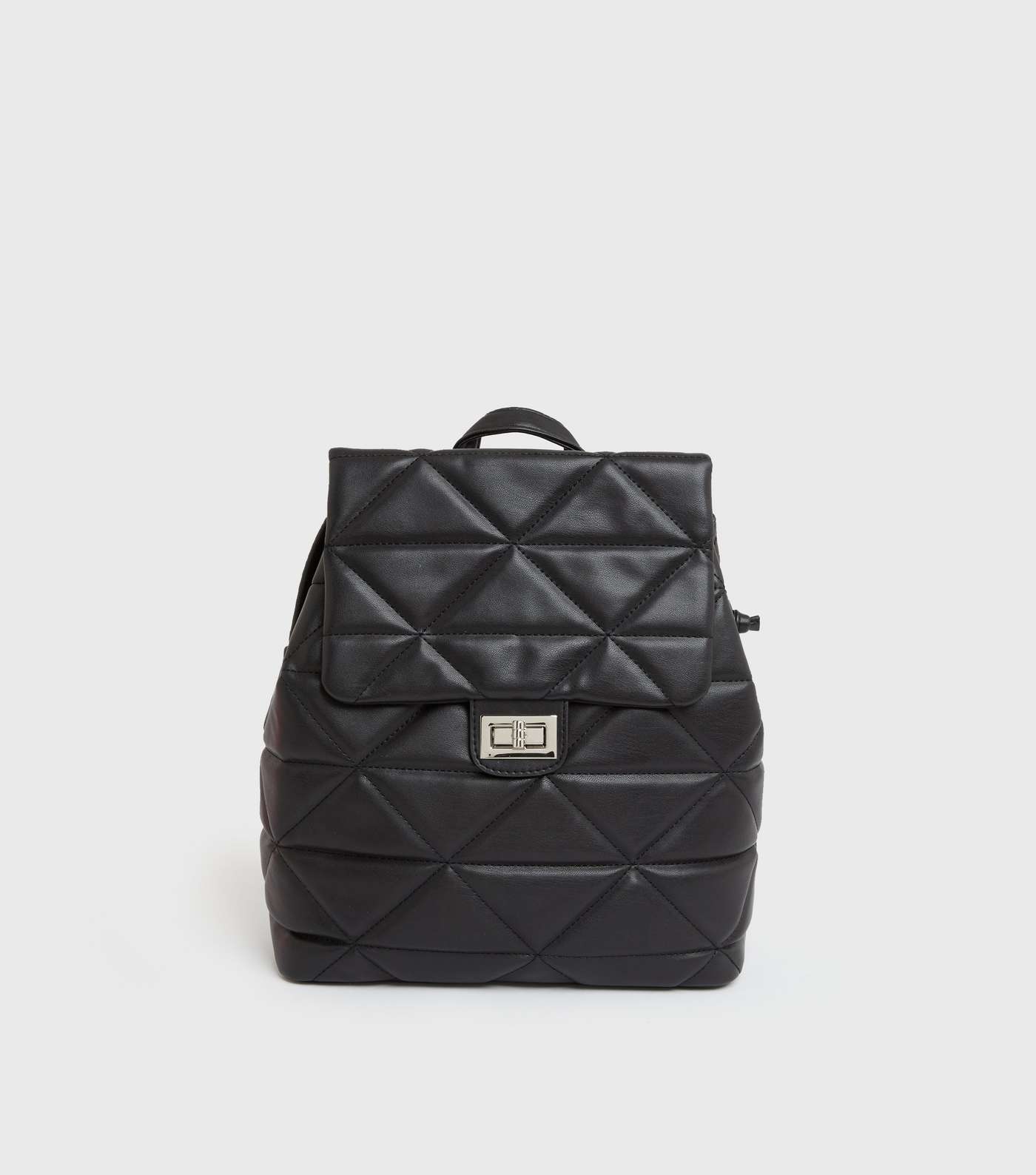 Black Quilted Drawstring Backpack