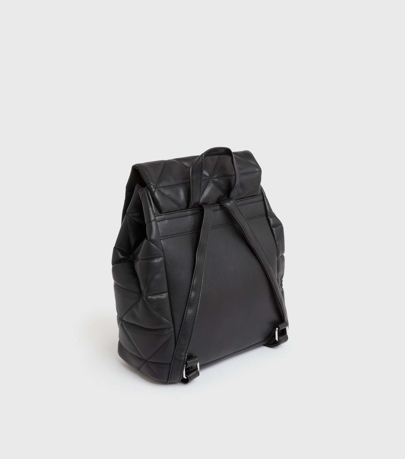 Black Quilted Drawstring Backpack Image 3