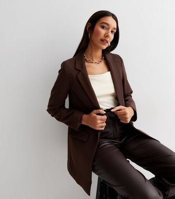 Tall Dark Brown Relaxed Fit Blazer 