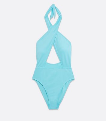 Click to view product details and reviews for Turquoise Halter Cut Out Swimsuit New Look.