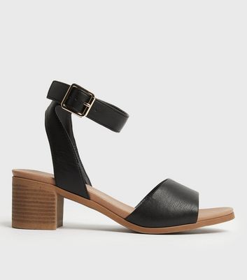 Black Open Toe Block Heel Sandals New Look