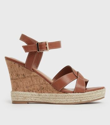Tan Platform Wedge Sandals | New Look