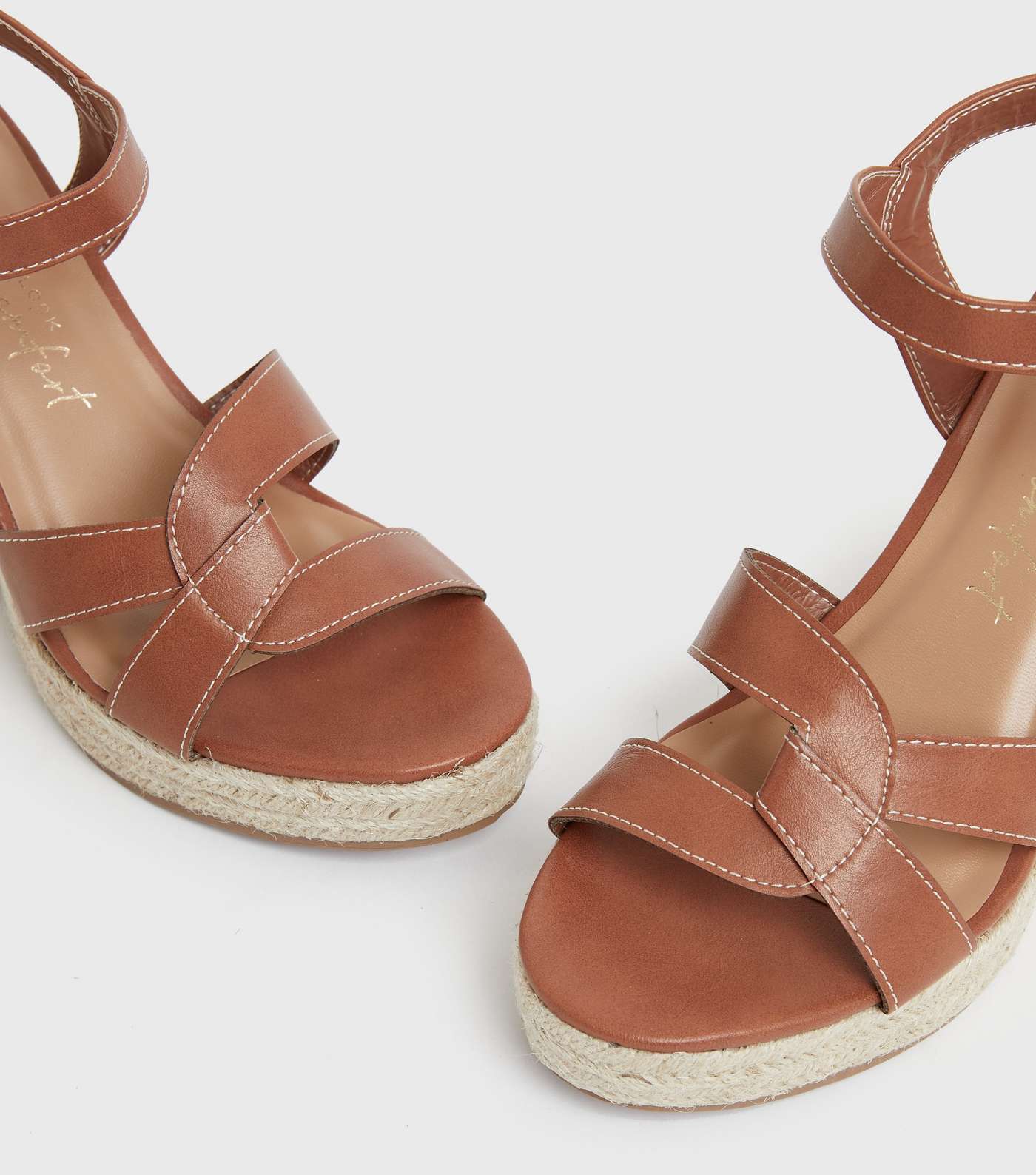 Tan Platform Wedge Sandals Image 4