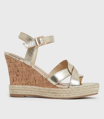 ladies gold wedge sandals uk