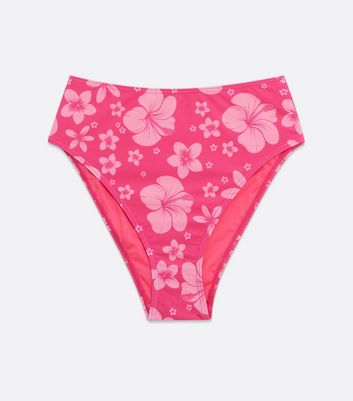 Pink Tropical High Waist Bikini Bottoms New Look