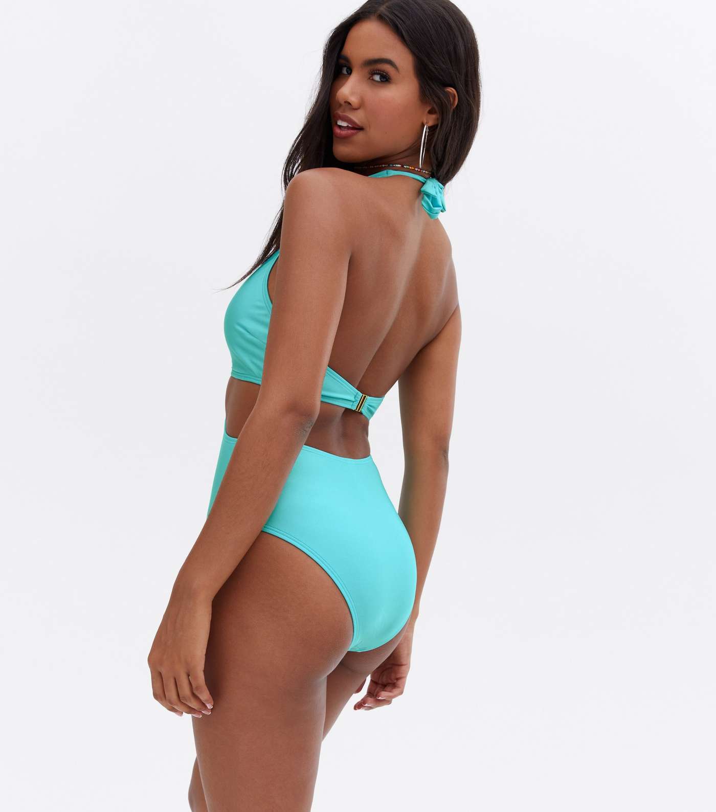 Turquoise Cut Out Ring Swimsuit Image 4