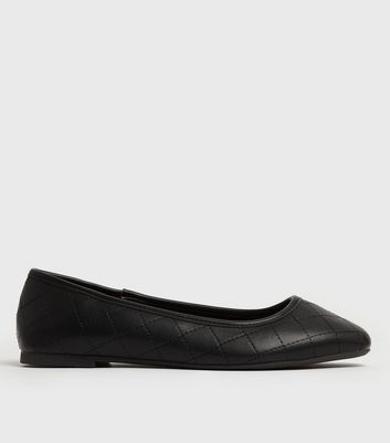 shop for Wide Fit Black Quilted Ballet Pumps New Look Vegan at Shopo