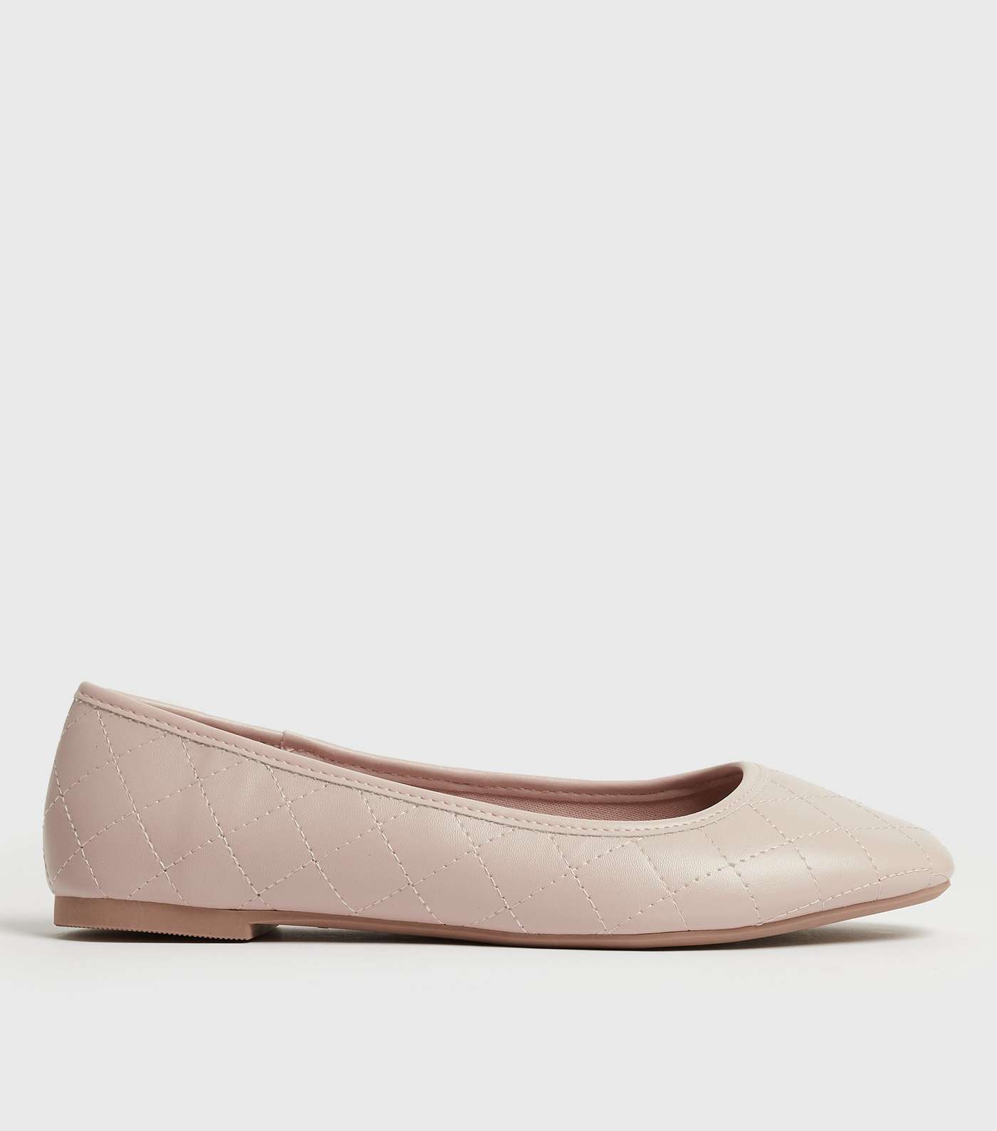 Wide Fit Pale Pink Quilted Ballet Pumps