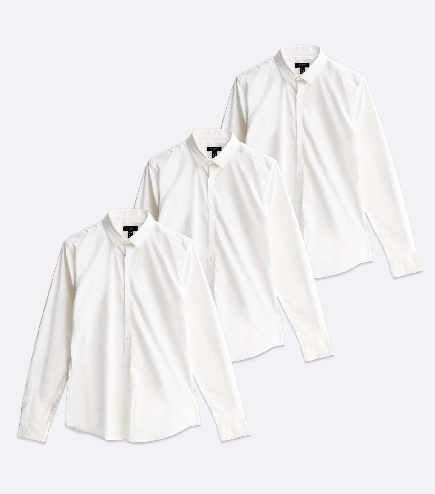 3 Pack White Poplin Long Sleeve Muscle Fit Shirts Image 5