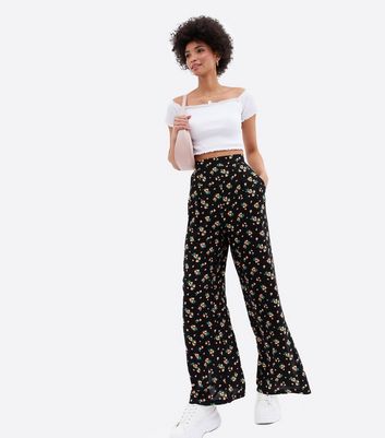 New Look Curves ABSTRACT CROP  Trousers  black patternblack  Zalandode
