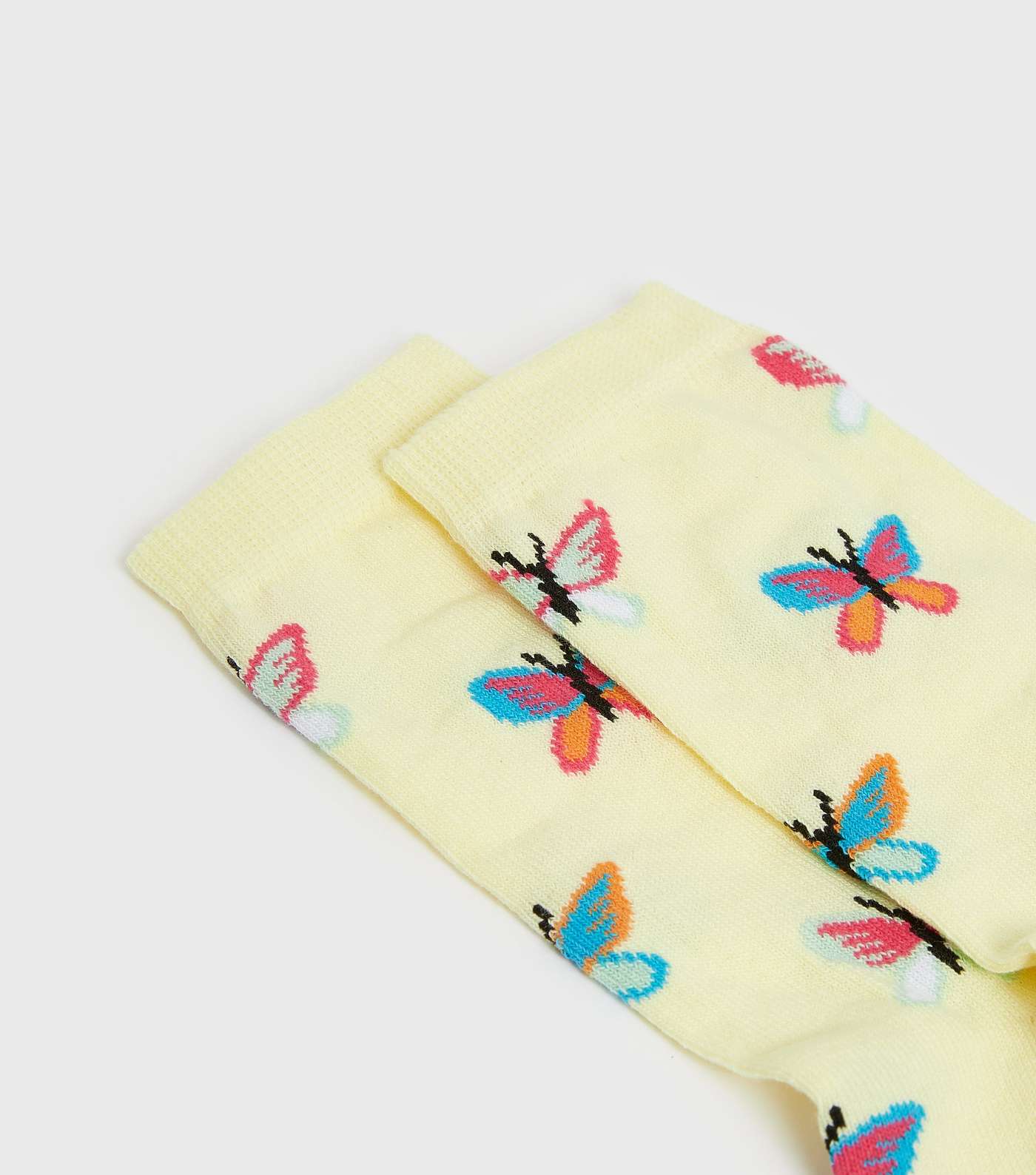 Pale Yellow Butterfly Socks Image 2