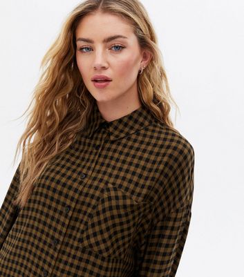 Brown Gingham Oversized Shirt New Look