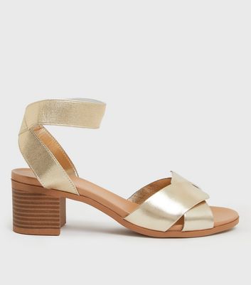 gold block heel sandals wide fit