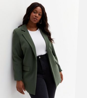 Curves Khaki Oversized Blazer | New Look