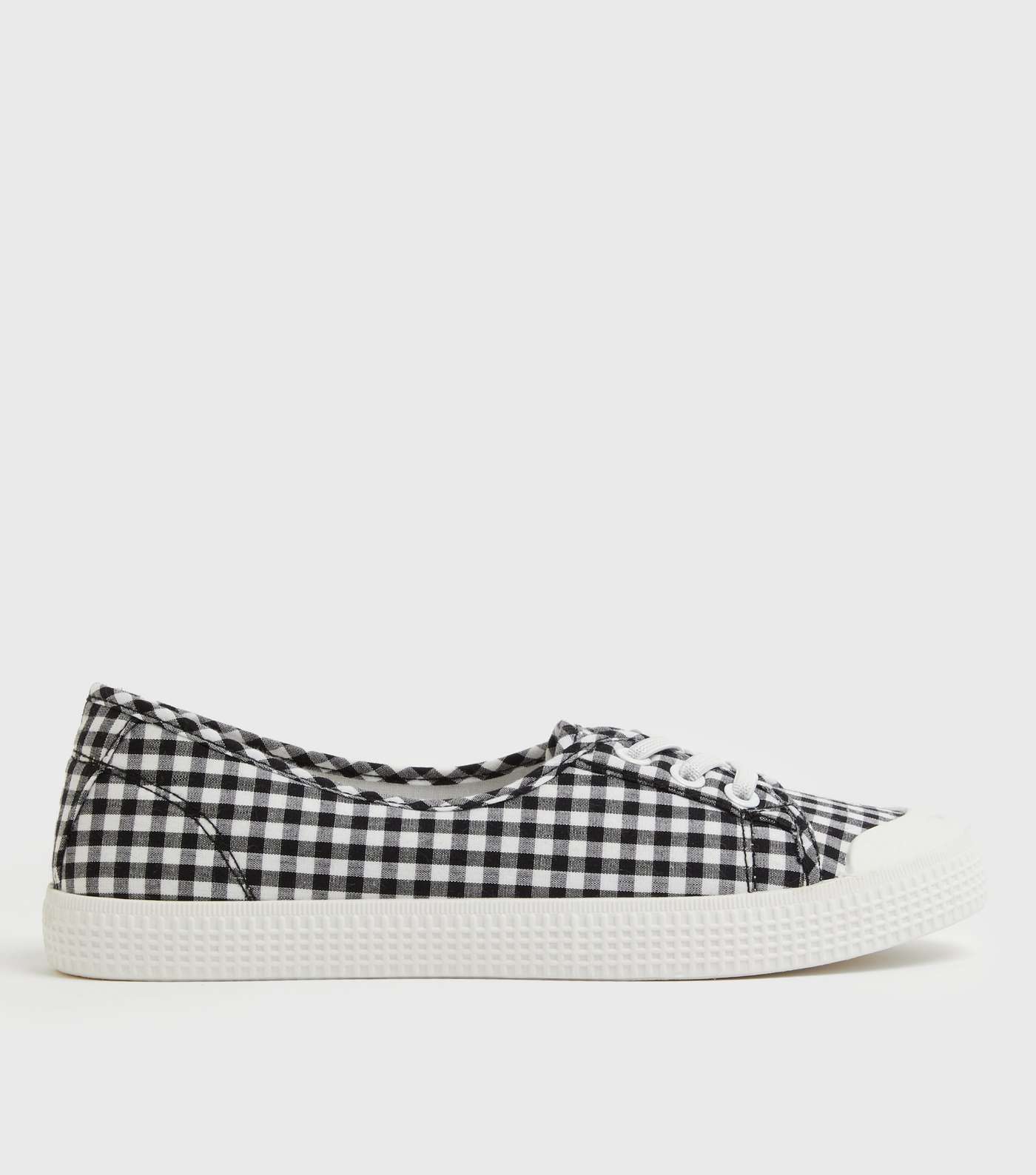 Black Gingham Slip On Lace Up Trainers
