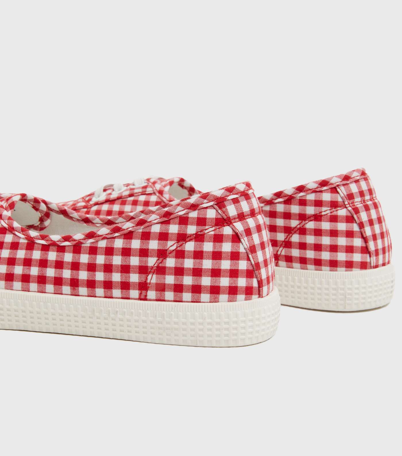 Red Gingham Slip On Lace Up Trainers Image 4