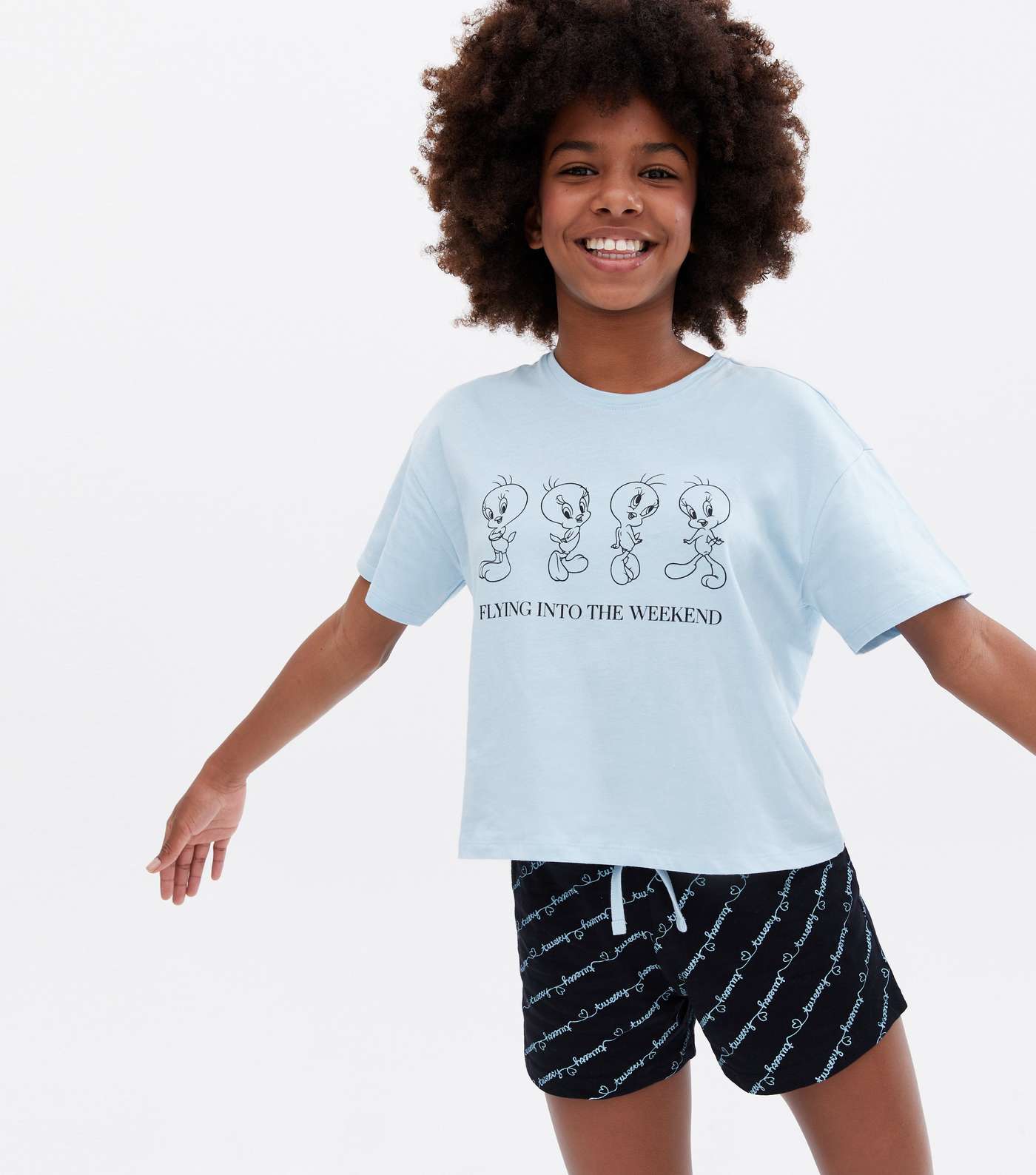 Girls Short Pyjama Set with Tweety Weekend Logo