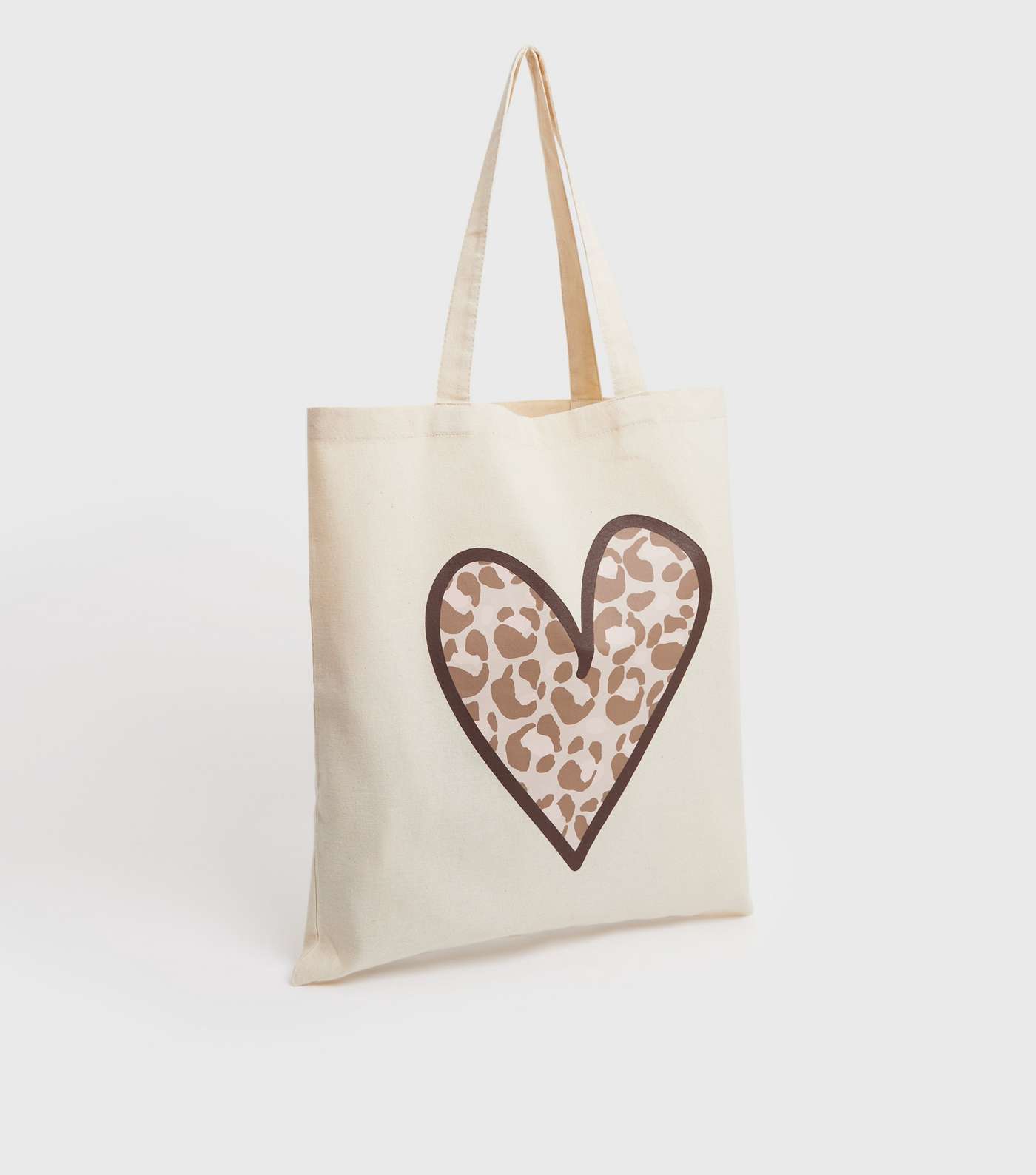 Brown Heart Leopard Print Canvas Tote Bag Image 3