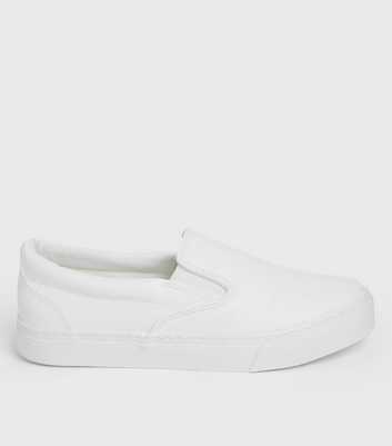 White Faux Croc Slip On Trainers